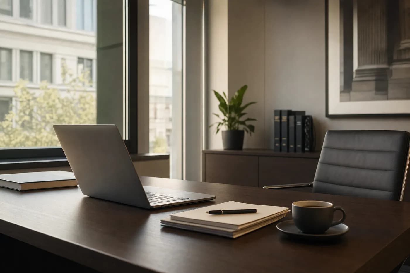 Arbeitsrecht, modernes Büro und Arbeitsplatz